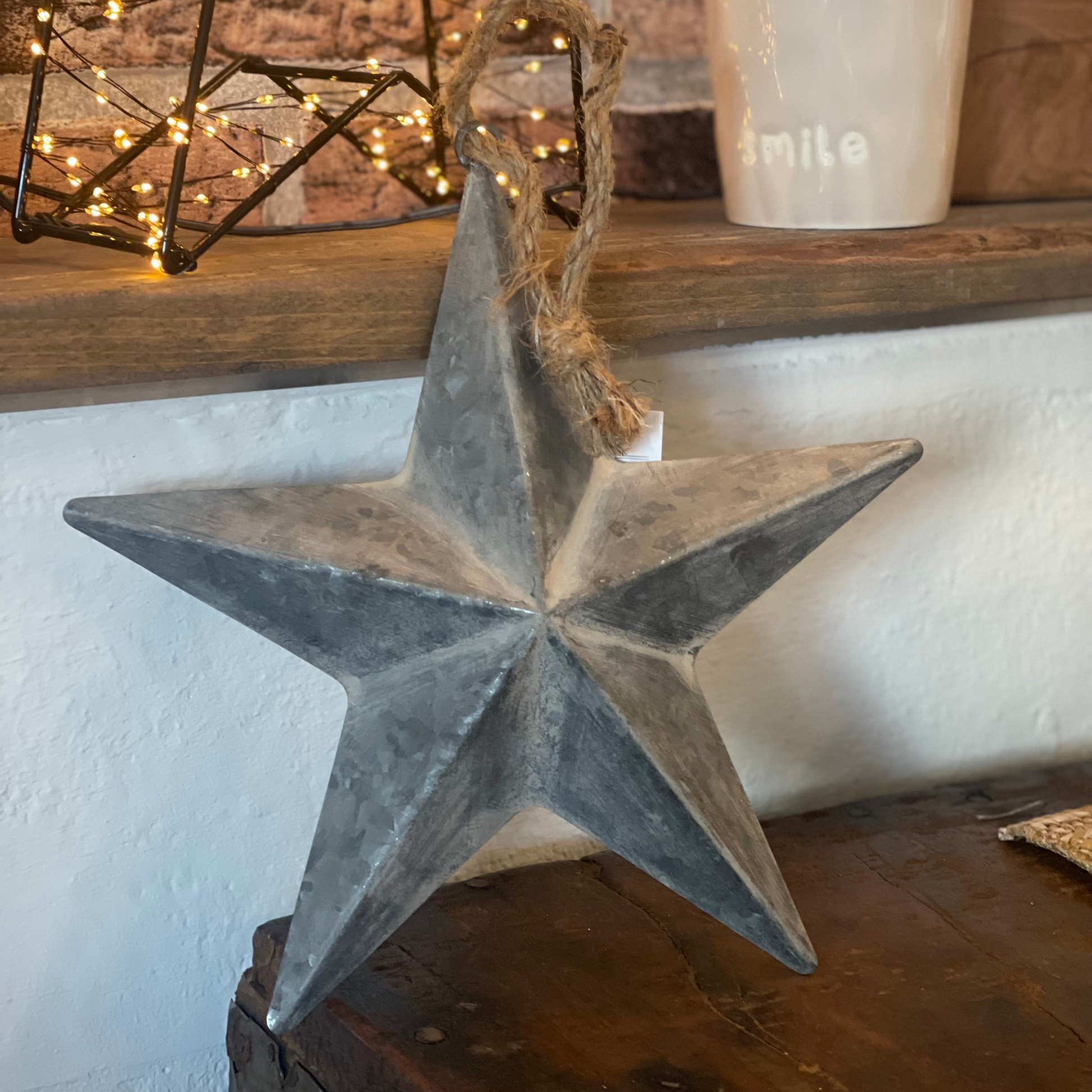 Anhänger Stern 3D "Askja" Metall Zink Grau 2 Größen - Wohnen auf dem Land