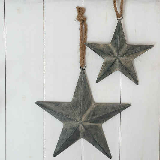 Anhänger Stern 3D "Askja" Metall Zink Grau 2 Größen - Wohnen auf dem Land