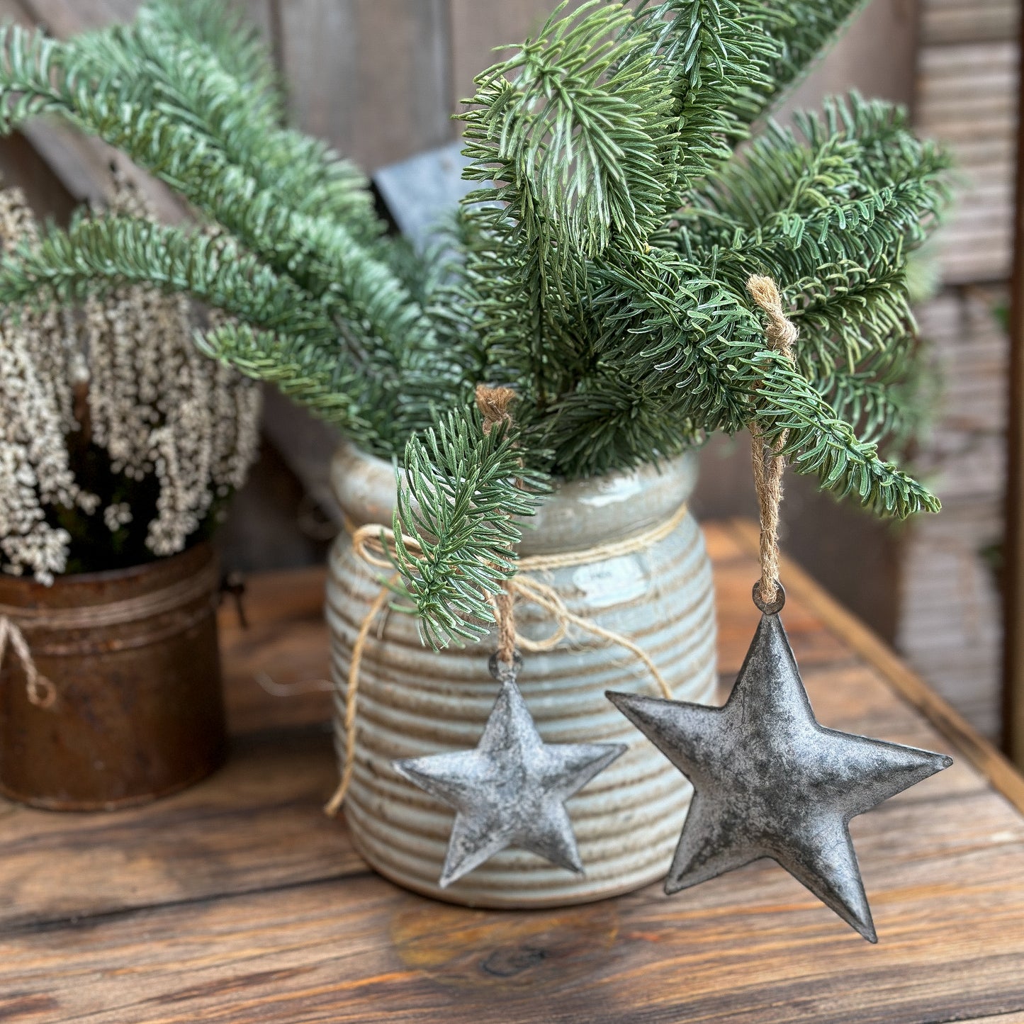 Anhänger Stern "Vintage Star" Zink Grau 2 Größen - Wohnen auf dem Land