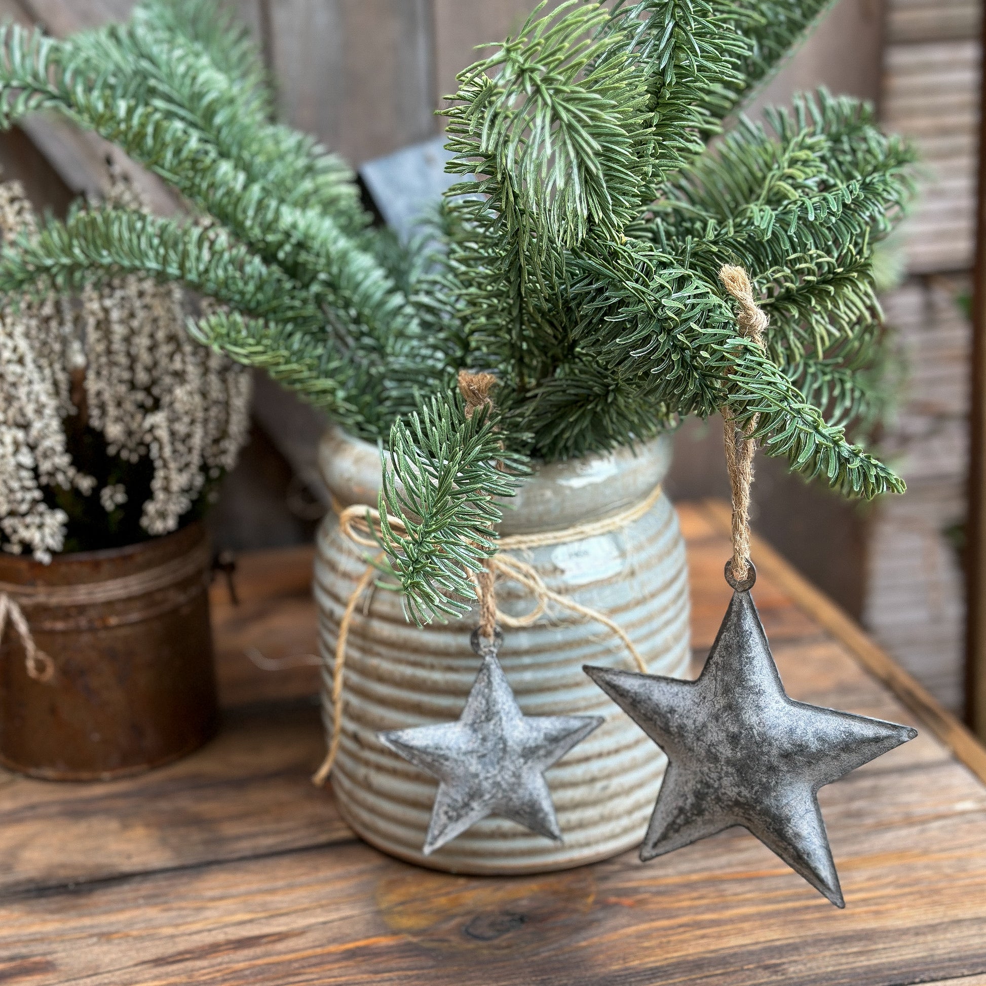 Anhänger Stern "Vintage Star" Zink Grau 2 Größen - Wohnen auf dem Land