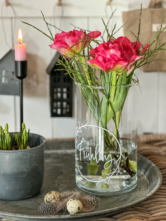 Aufkleber "Hallo Frühling" XL weiß - Wohnen auf dem Land