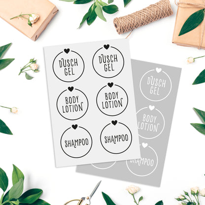 Aufkleber "Duschgel und Lotion" - Wohnen auf dem Land