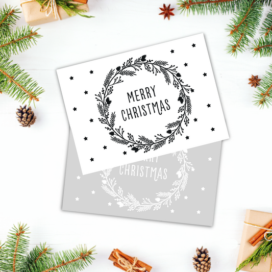 Aufkleber Kranz "Merry Christmas" S/W - Wohnen auf dem Land