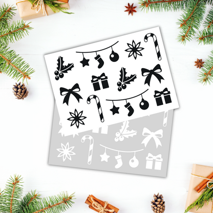 Aufkleber Ornamente "Weihnachtszeit" S/W - Wohnen auf dem Land