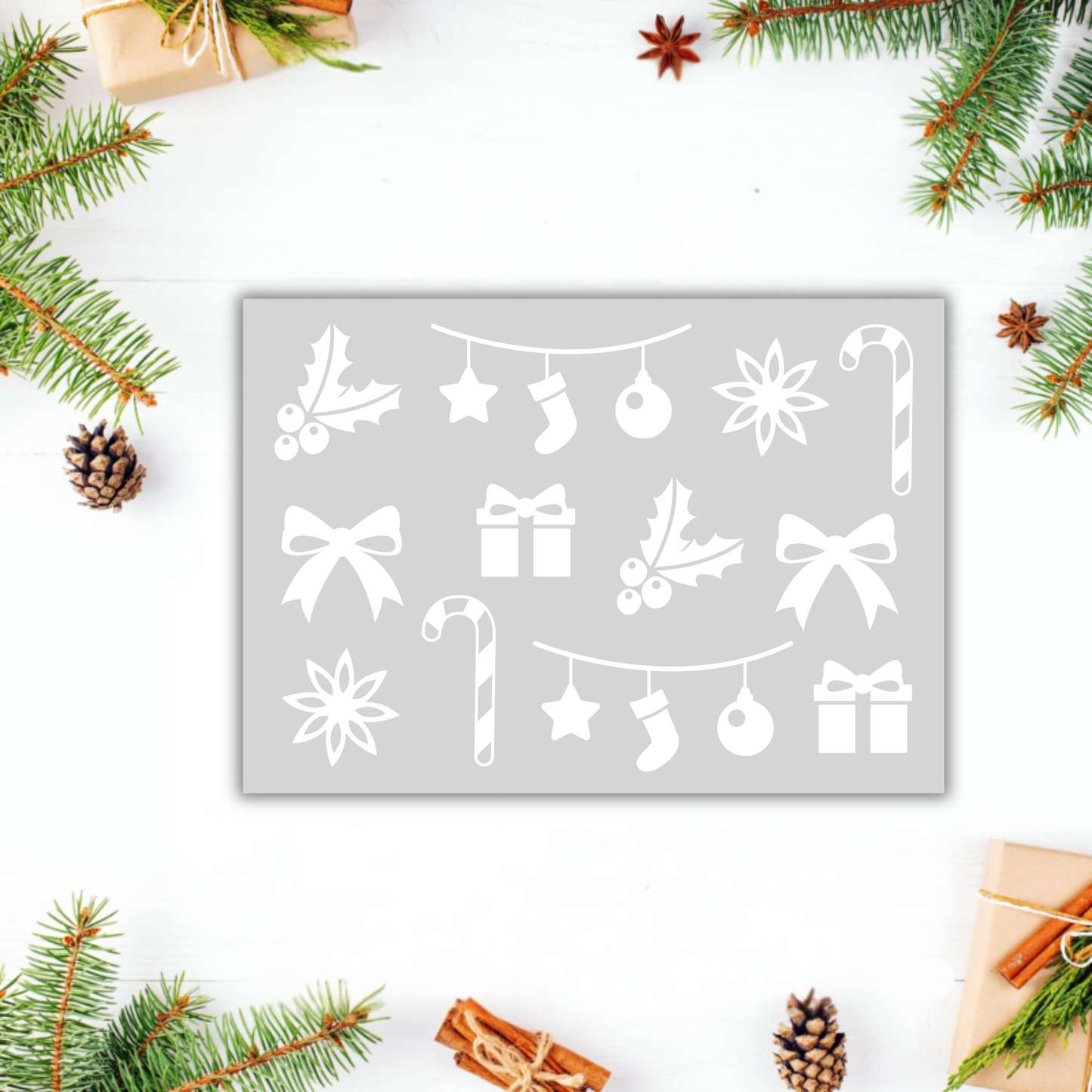 Aufkleber Ornamente "Weihnachtszeit" S/W - Wohnen auf dem Land