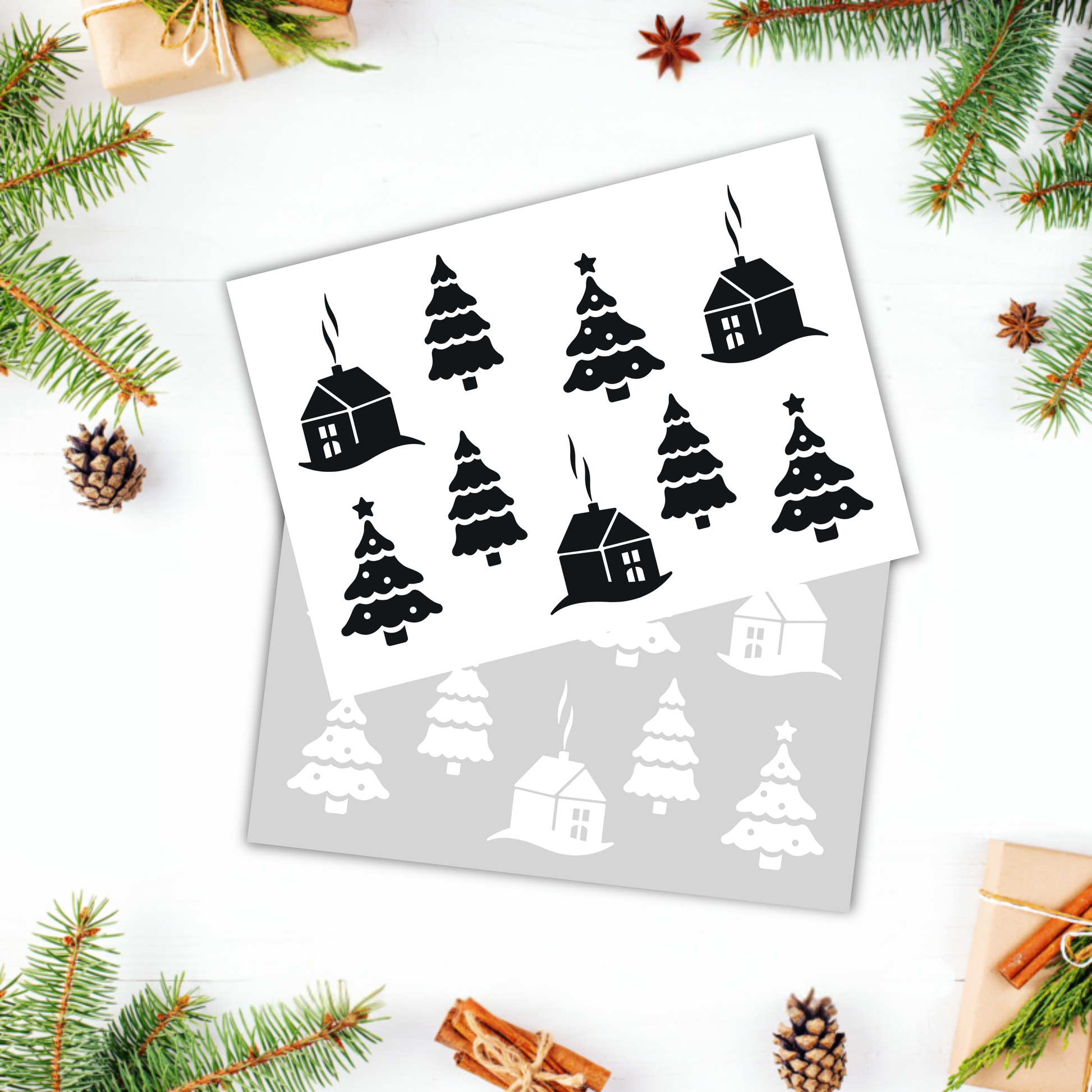 Aufkleber "Weihnachtswelt" S/W - Wohnen auf dem Land