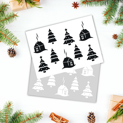 Aufkleber "Weihnachtswelt" S/W - Wohnen auf dem Land