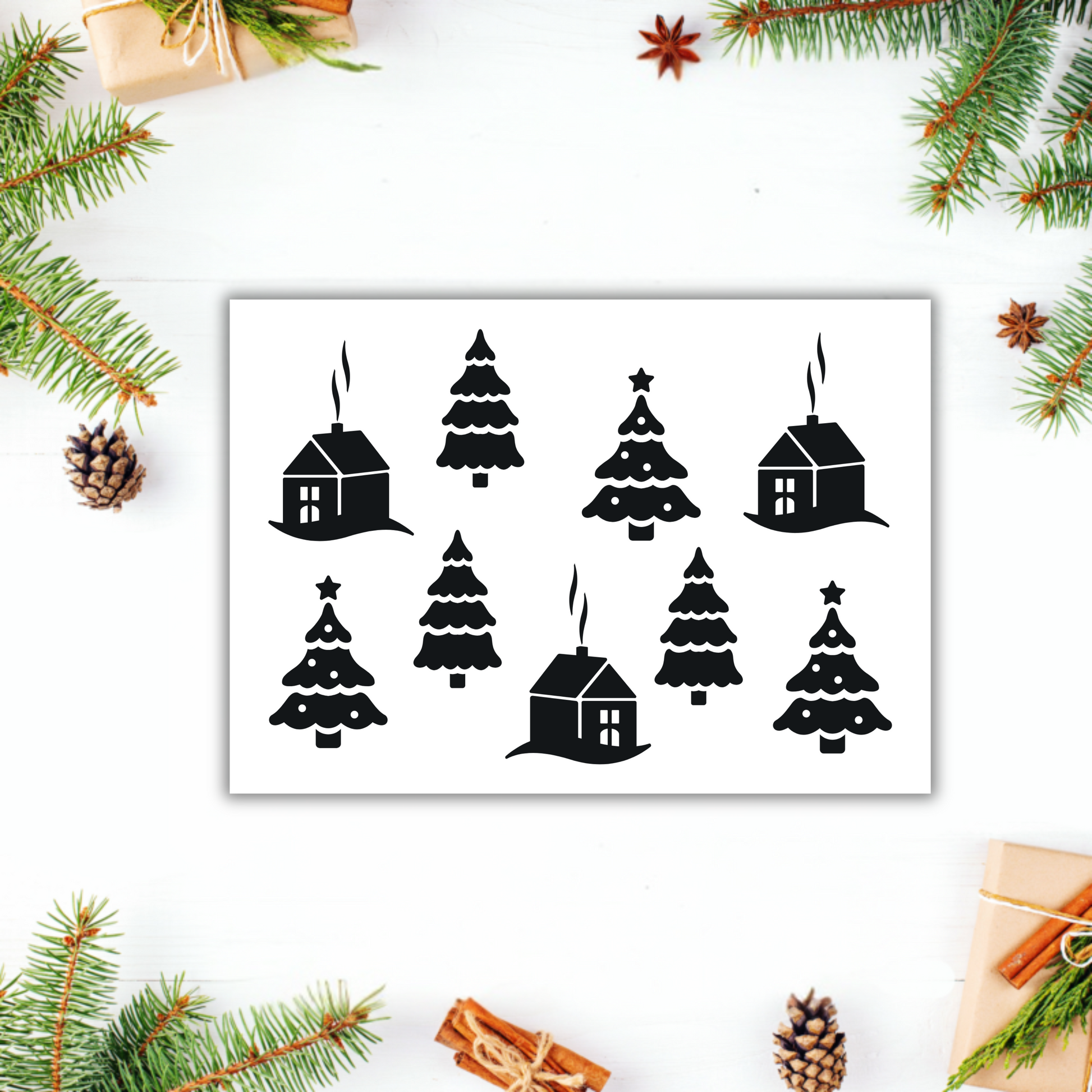Aufkleber "Weihnachtswelt" S/W - Wohnen auf dem Land