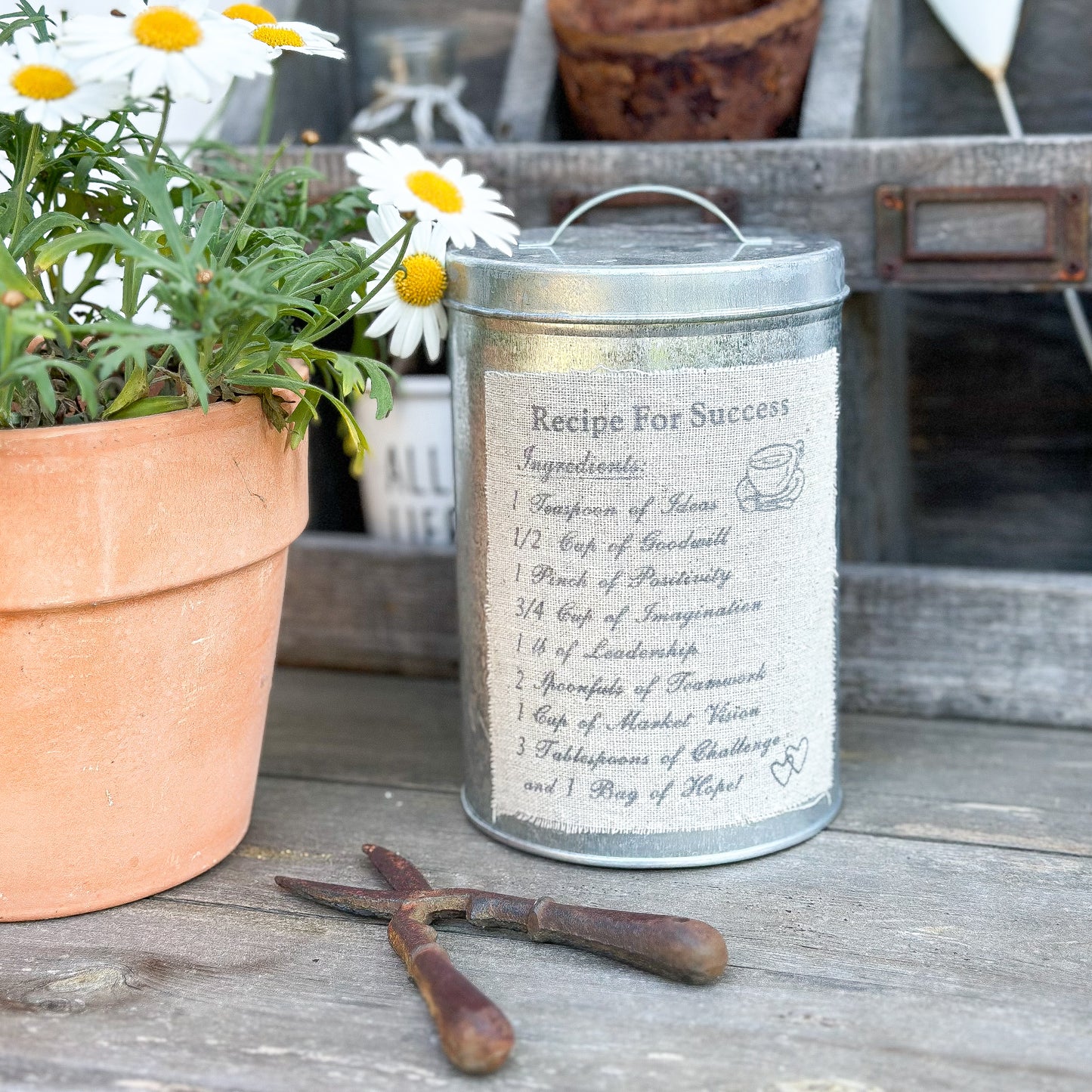 Dose Pot "Vintage" - Wohnen auf dem Land