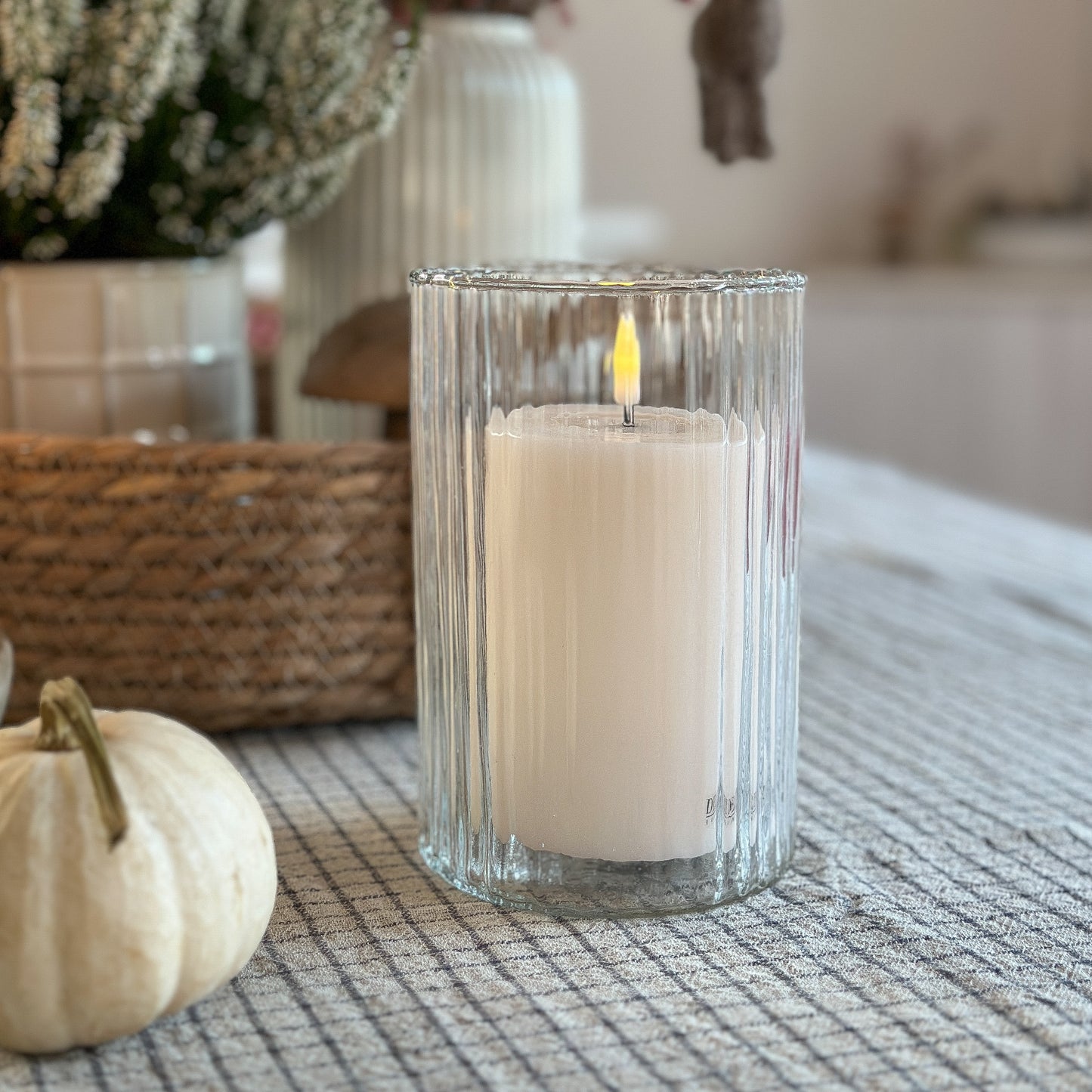 Vase Zylinder "Rillen" Glas Klein 10x14cm - Wohnen auf dem Land