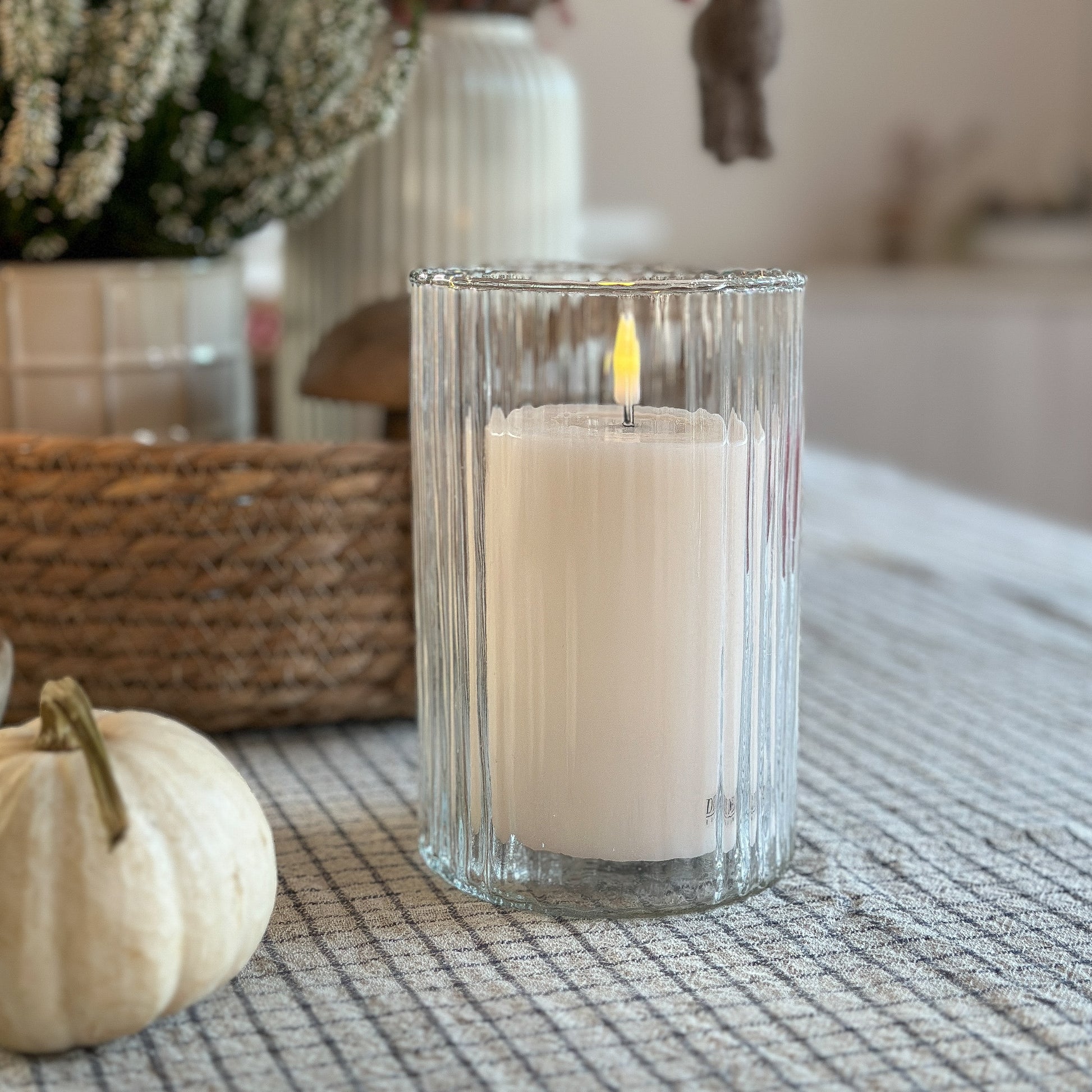 Vase Zylinder "Rillen" Glas Klein 10x14cm - Wohnen auf dem Land