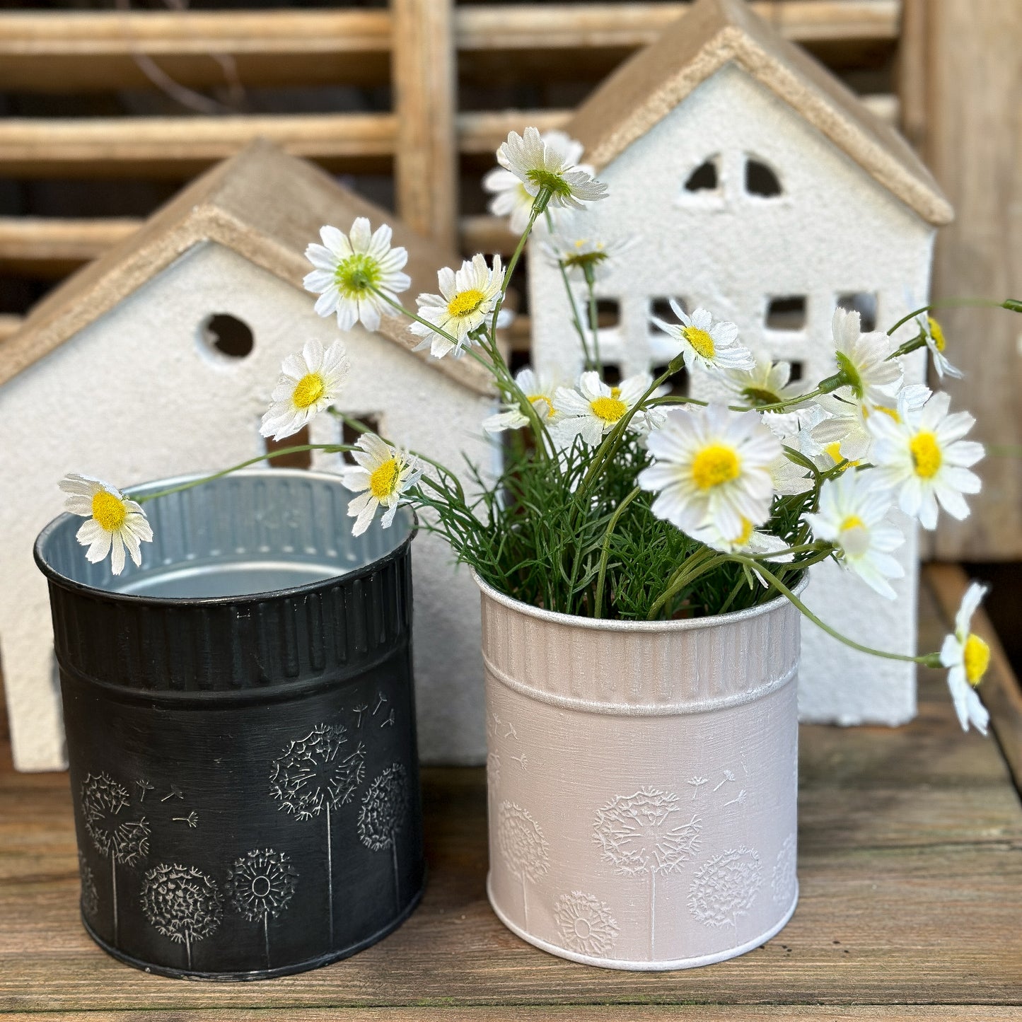 Dose Vase "Dandelion" Metall Vintage 2er Set 3 Varianten - Wohnen auf dem Land