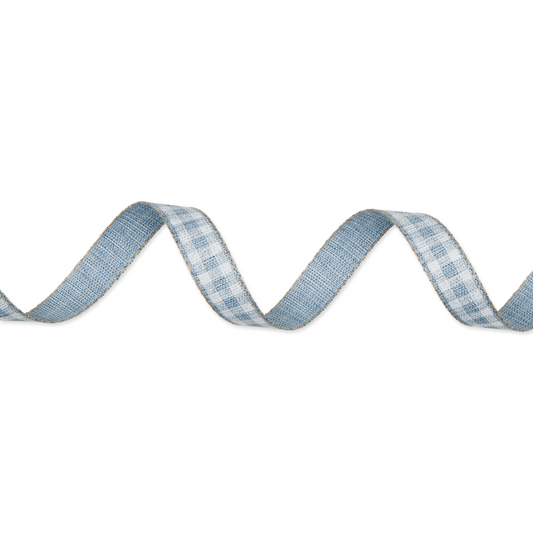 Dekoband "Blaue Karos" Karos Hellblau 15mm - Wohnen auf dem Land
