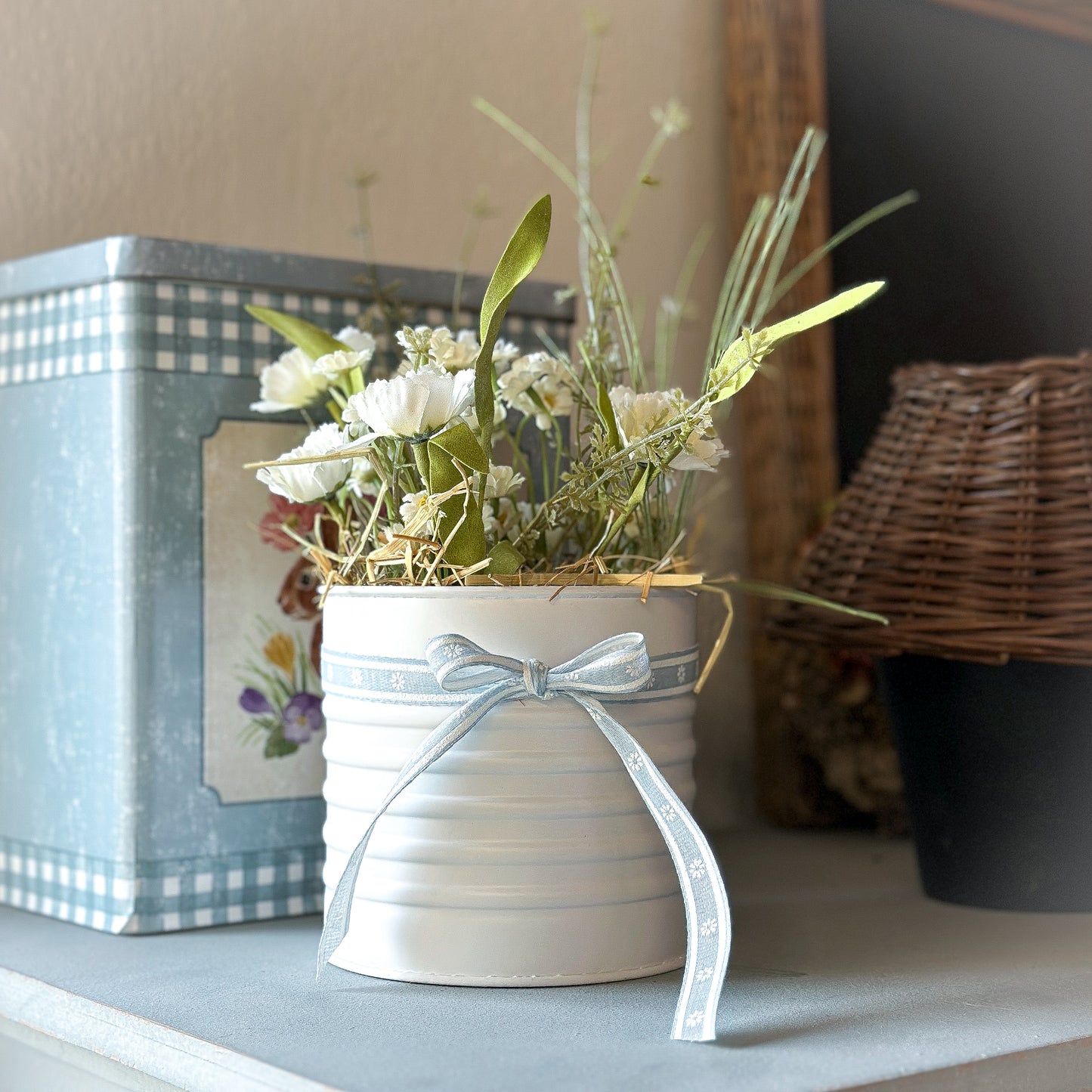 Dekoband "Blüten" Hellblau 15mm - Wohnen auf dem Land