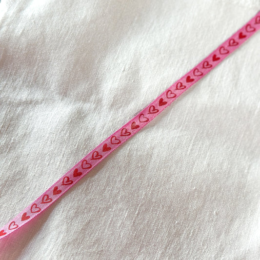 Dekoband "Herzen" Leinen Pink Rot 10mm - Wohnen auf dem Land