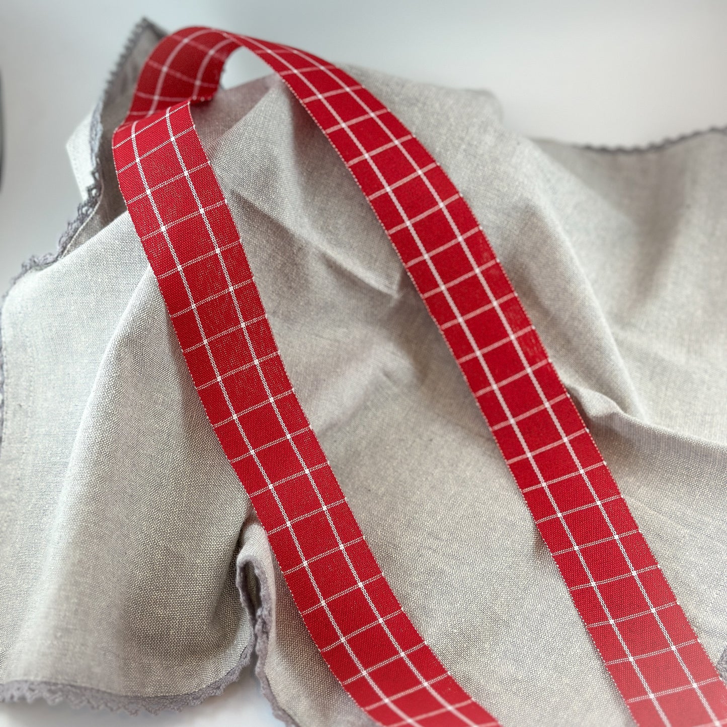 Dekoband "Karo" Baumwolle Rot 35mm - Wohnen auf dem Land