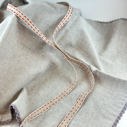 Dekoband "Skandi" Baumwolle Natur Rot 12mm - Wohnen auf dem Land