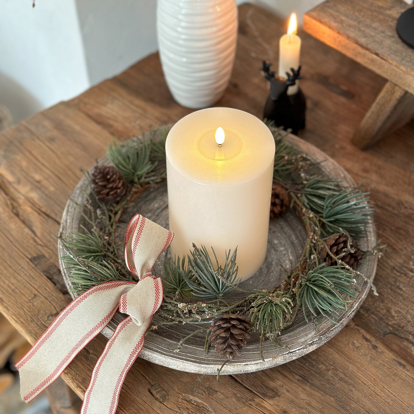 Dekoband "Skandi" Leinen Natur Rot 40mm - Wohnen auf dem Land