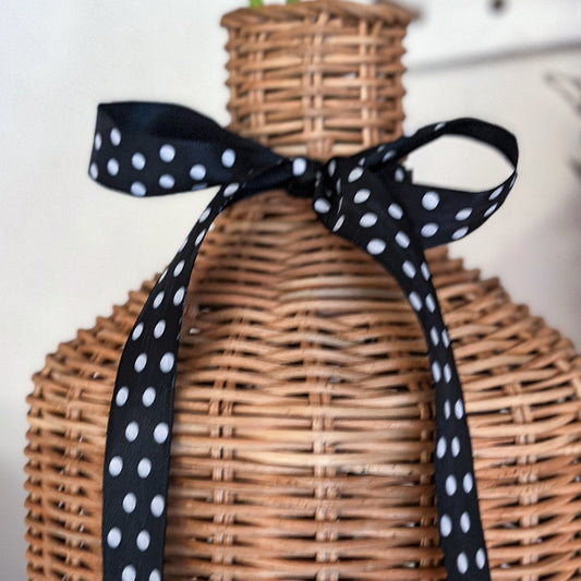 Dekoband "Weiße Punkte" Punkte schwarz weiß 25mm - Wohnen auf dem Land