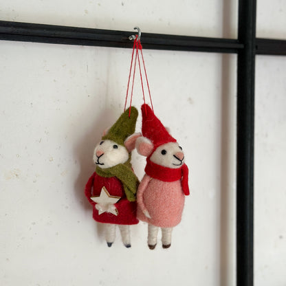 Anhänger Mäuse "Helmut und Helga" Filz 2er Set 15cm - Wohnen auf dem Land