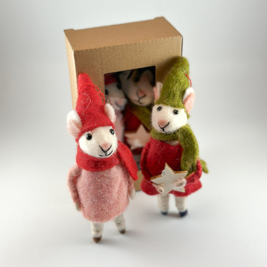 Anhänger Mäuse "Helmut und Helga" Filz 2er Set 15cm - Wohnen auf dem Land