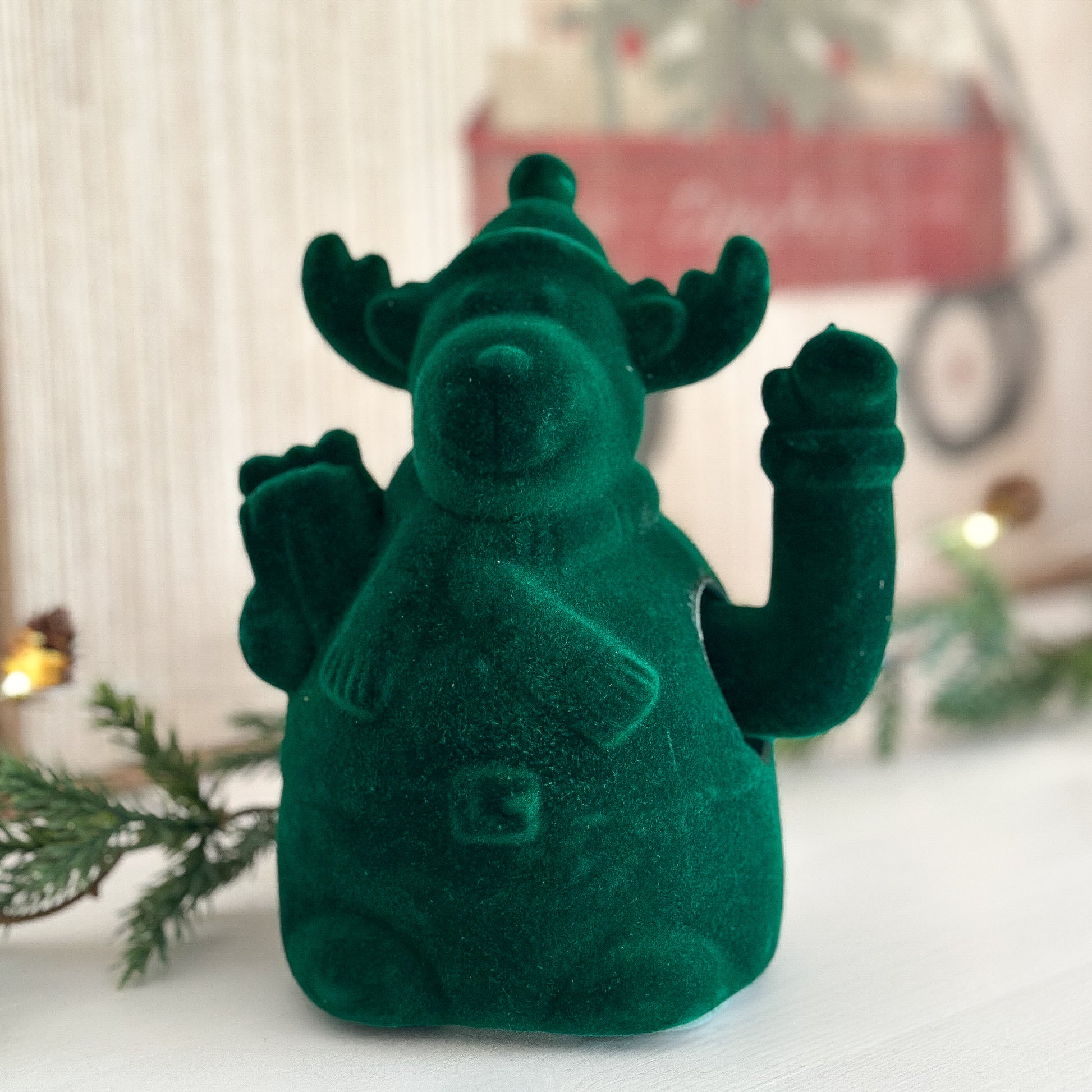 Deko Elch "Winke Elmar" Beflockt Grün *B-Ware* - Wohnen auf dem Land