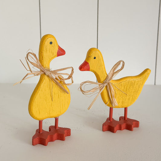 Deko Enten 2er Set "Marta & Else" Holz gelb 13cm - Wohnen auf dem Land