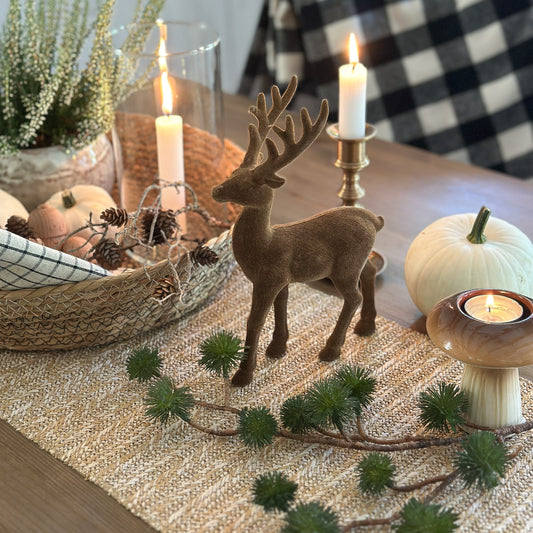Deko Figur Hirsch "Velvet" beflockt braun 21cm - Wohnen auf dem Land