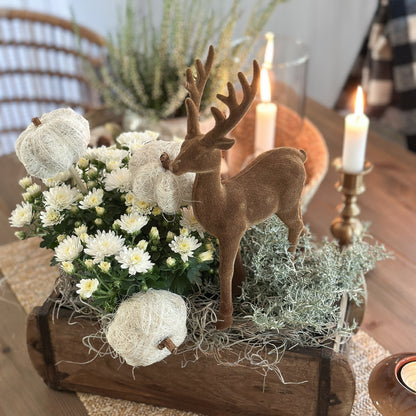 Deko Figur Hirsch "Velvet" beflockt braun 21cm - Wohnen auf dem Land