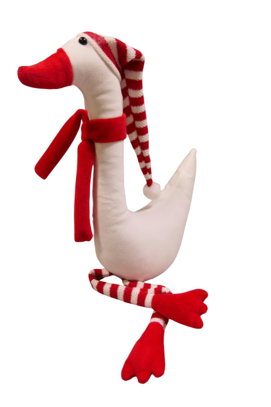 Deko Kantenhocker Gans "Henriette" Stoff rot weiß 27cm - Wohnen auf dem Land