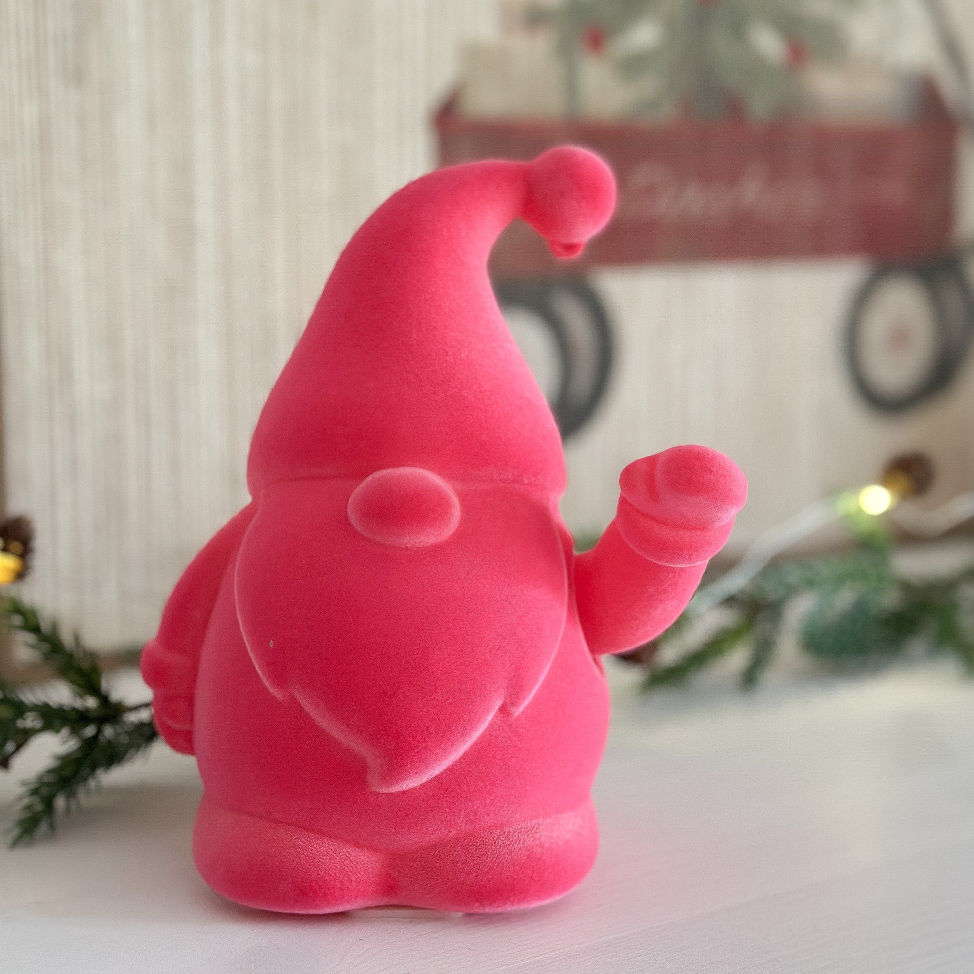 Deko Wichtel "Winke Waltraut" Beflockt Pink - Wohnen auf dem Land