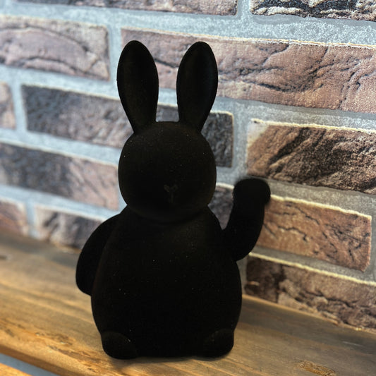 Deko Winke Hase "Donna" Beflockt Schwarz - Wohnen auf dem Land