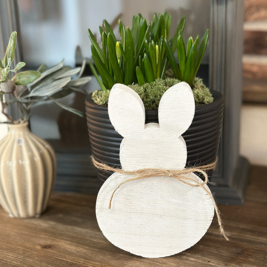 Figur Hase DIY Deko "Silhouette" Holz Weiß 14cm - Wohnen auf dem Land