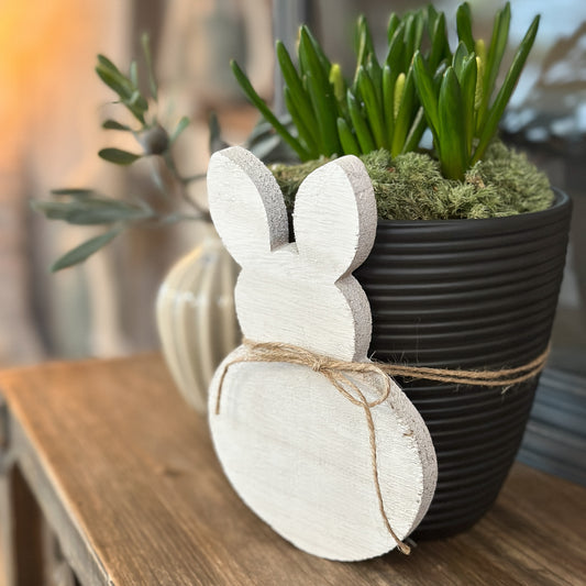 Figur Hase DIY Deko "Silhouette" Holz Weiß 14cm - Wohnen auf dem Land