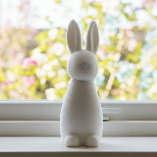 Hase stehend „Minimal“ beflockt weiß 15cm - Wohnen auf dem Land
