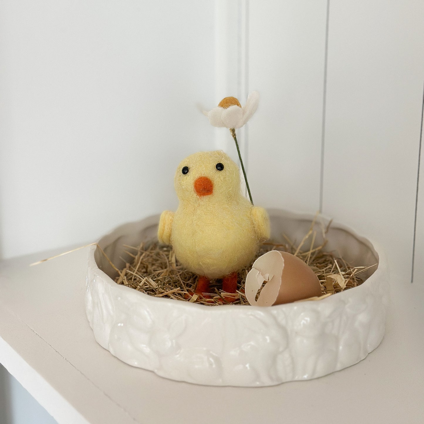 Küken Deko Figur "Blümchen" Filz Gelb 14cm - Wohnen auf dem Land