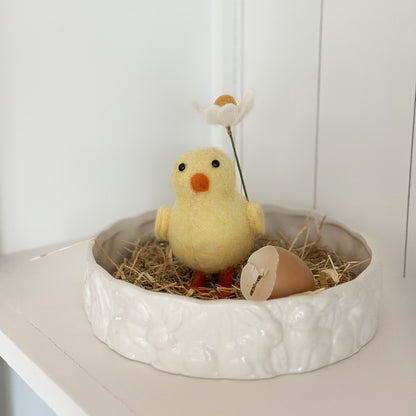 Küken Deko Figur "Blümchen" Filz Gelb 14cm - Wohnen auf dem Land