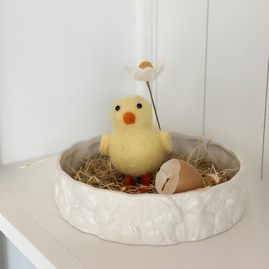 Küken Deko Figur "Blümchen" Filz Gelb 14cm - Wohnen auf dem Land