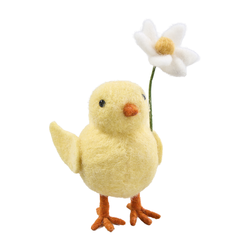 Küken Deko Figur "Blümchen" Filz Gelb 14cm - Wohnen auf dem Land