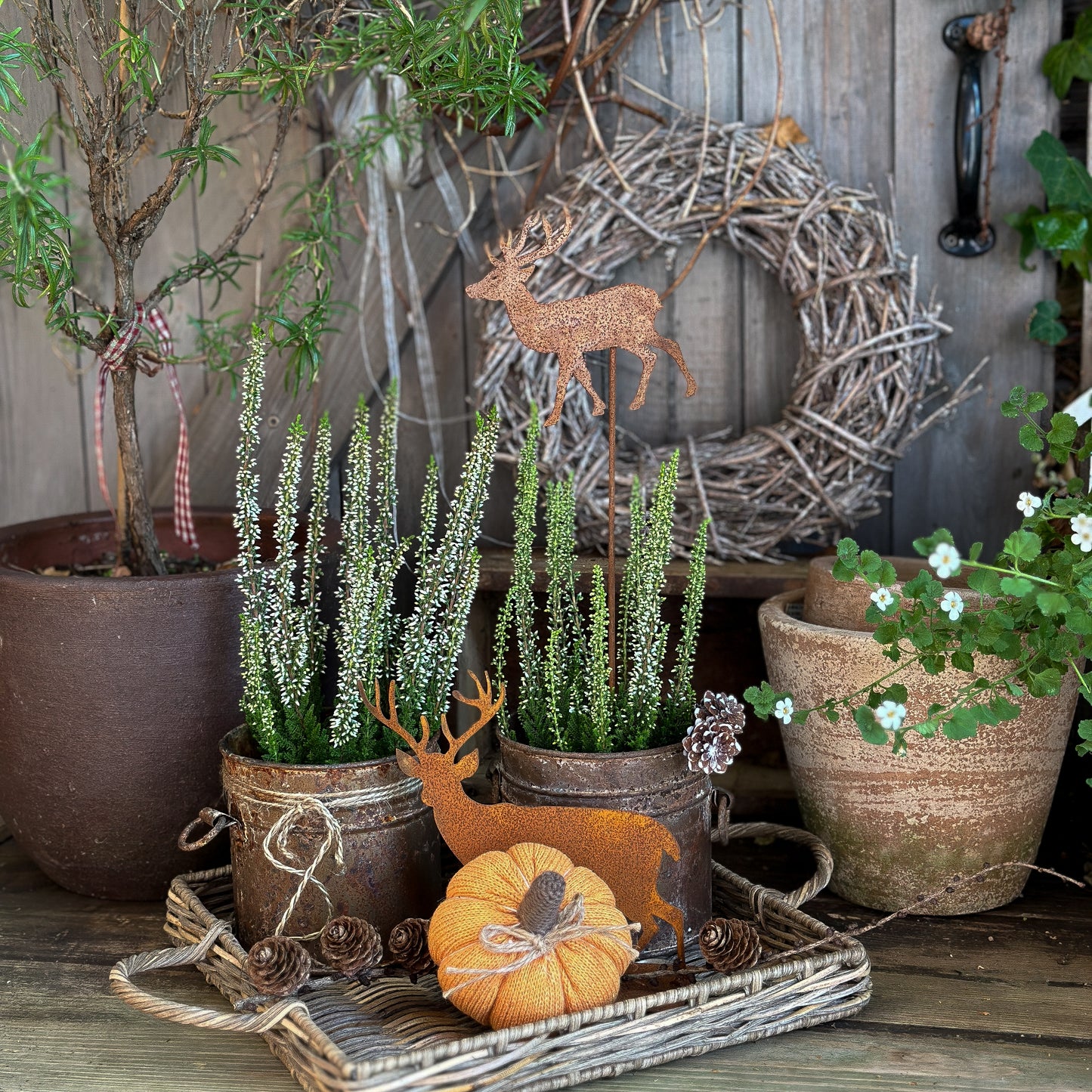 Pflanzenstecker "Hirsch" Metall Rost 35cm - Wohnen auf dem Land