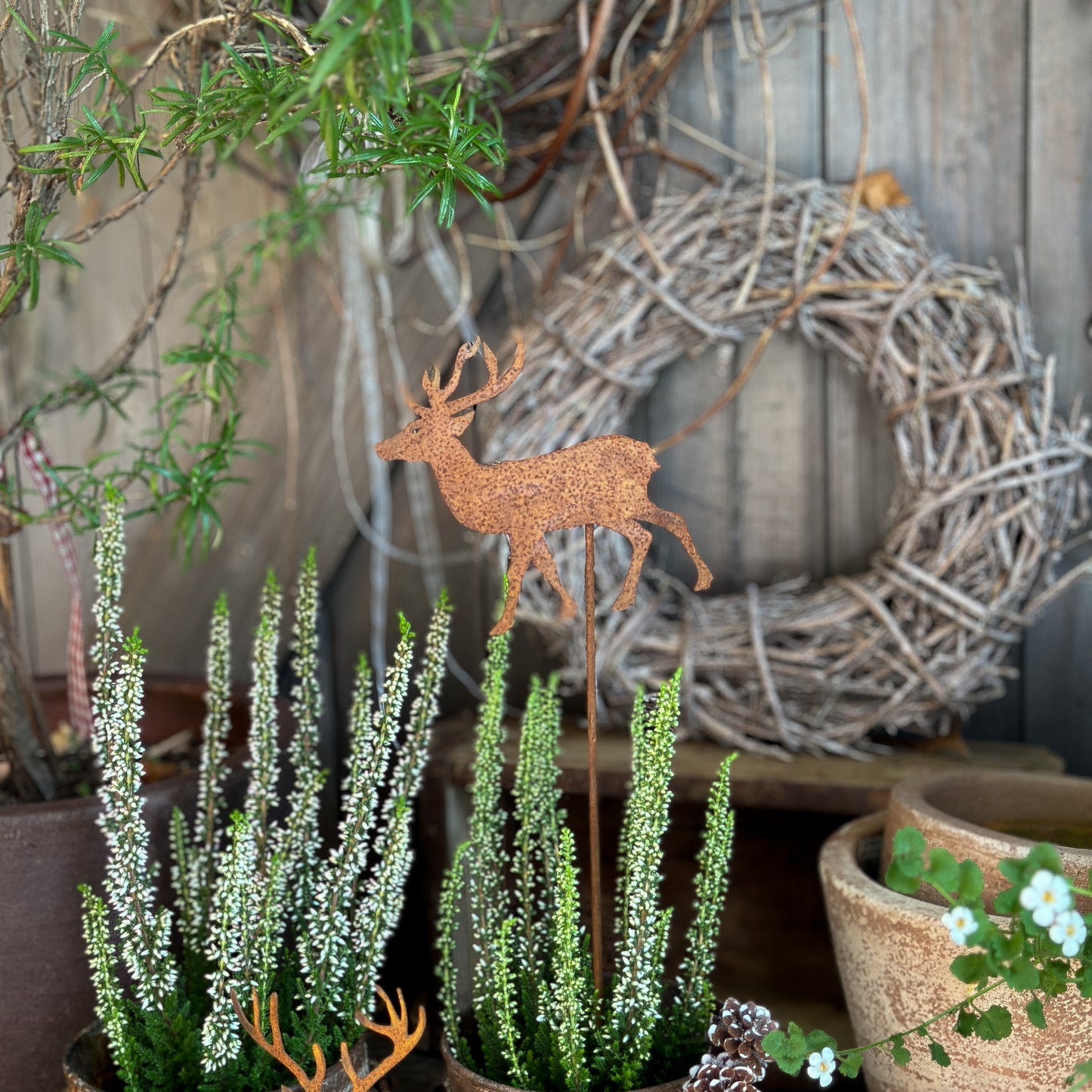 Pflanzenstecker "Hirsch" Metall Rost 35cm - Wohnen auf dem Land