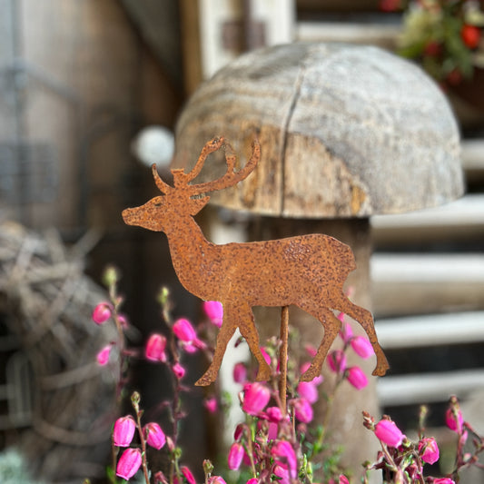 Pflanzenstecker "Hirsch" Metall Rost 35cm - Wohnen auf dem Land
