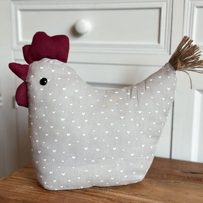 Deko Huhn Türstopper "Emma & Frieda" Textil Grau Taupe 26cm - Wohnen auf dem Land