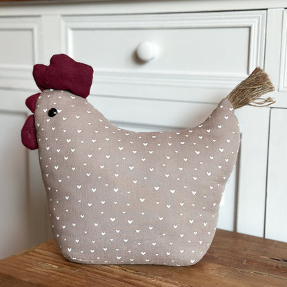 Deko Huhn Türstopper "Emma & Frieda" Textil Grau Taupe 26cm - Wohnen auf dem Land