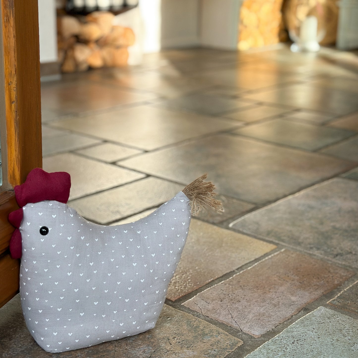 Deko Huhn Türstopper "Emma & Frieda" Textil Grau Taupe 26cm - Wohnen auf dem Land