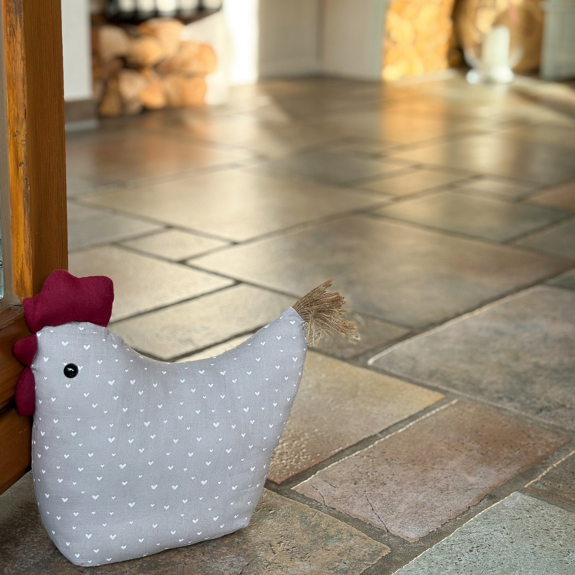 Deko Huhn Türstopper "Emma & Frieda" Textil Grau Taupe 26cm - Wohnen auf dem Land