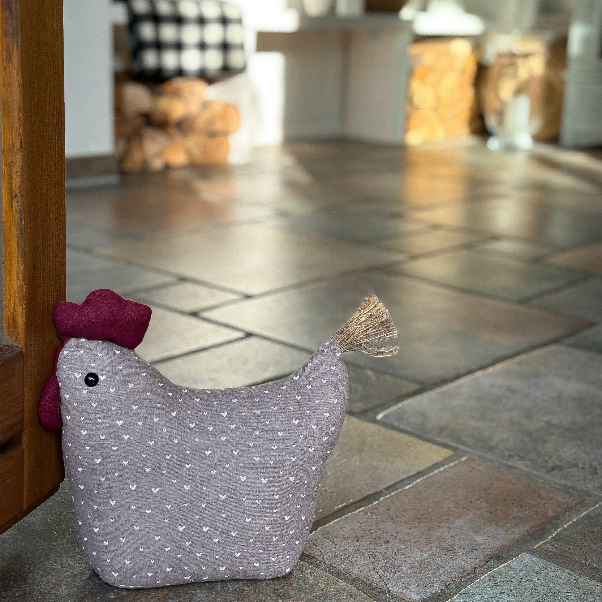 Deko Huhn Türstopper "Emma & Frieda" Textil Grau Taupe 26cm - Wohnen auf dem Land