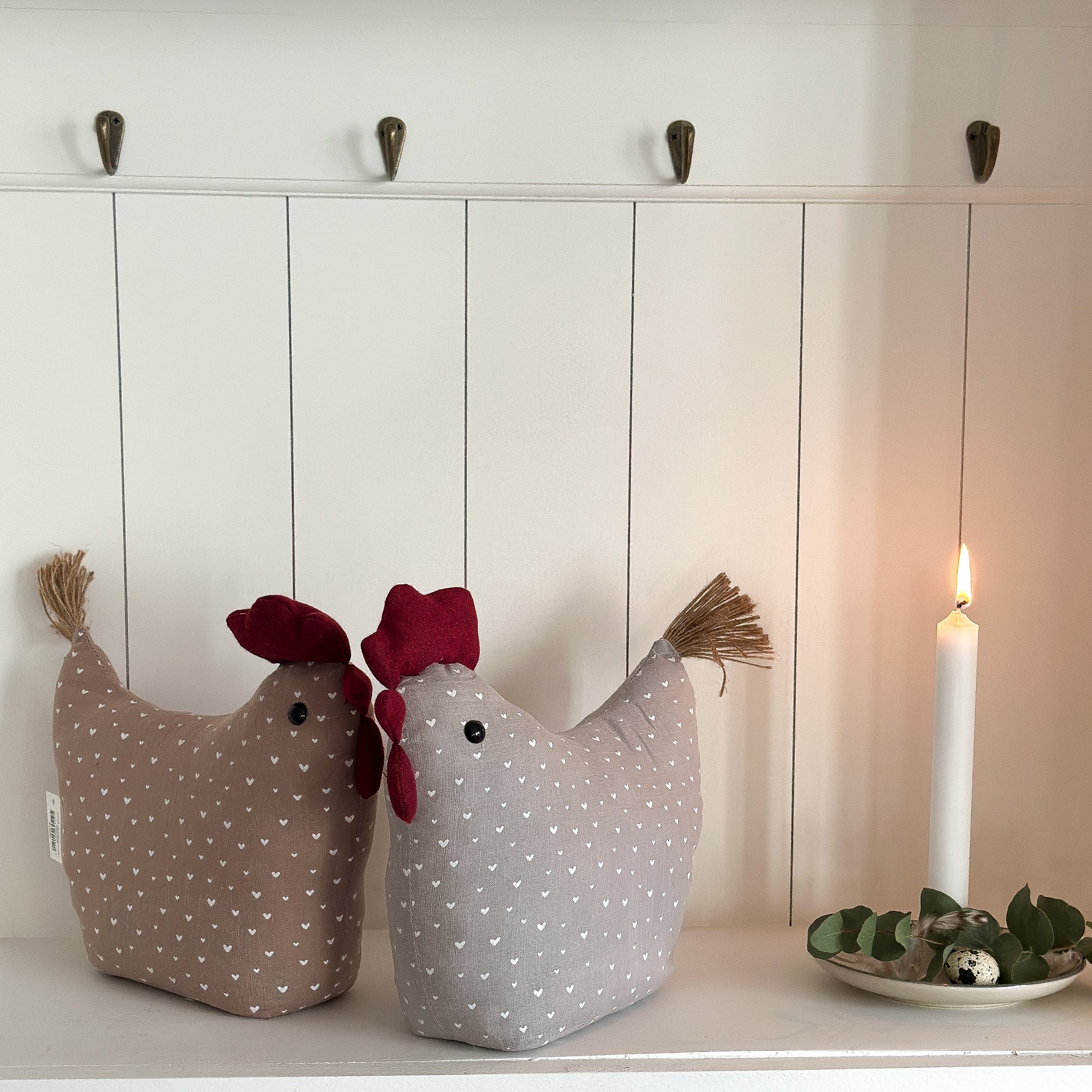 Deko Huhn Türstopper "Emma & Frieda" Textil Grau Taupe 26cm - Wohnen auf dem Land
