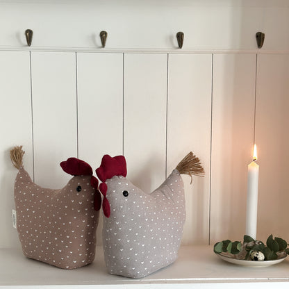 Deko Huhn Türstopper "Emma & Frieda" Textil Grau Taupe 26cm - Wohnen auf dem Land