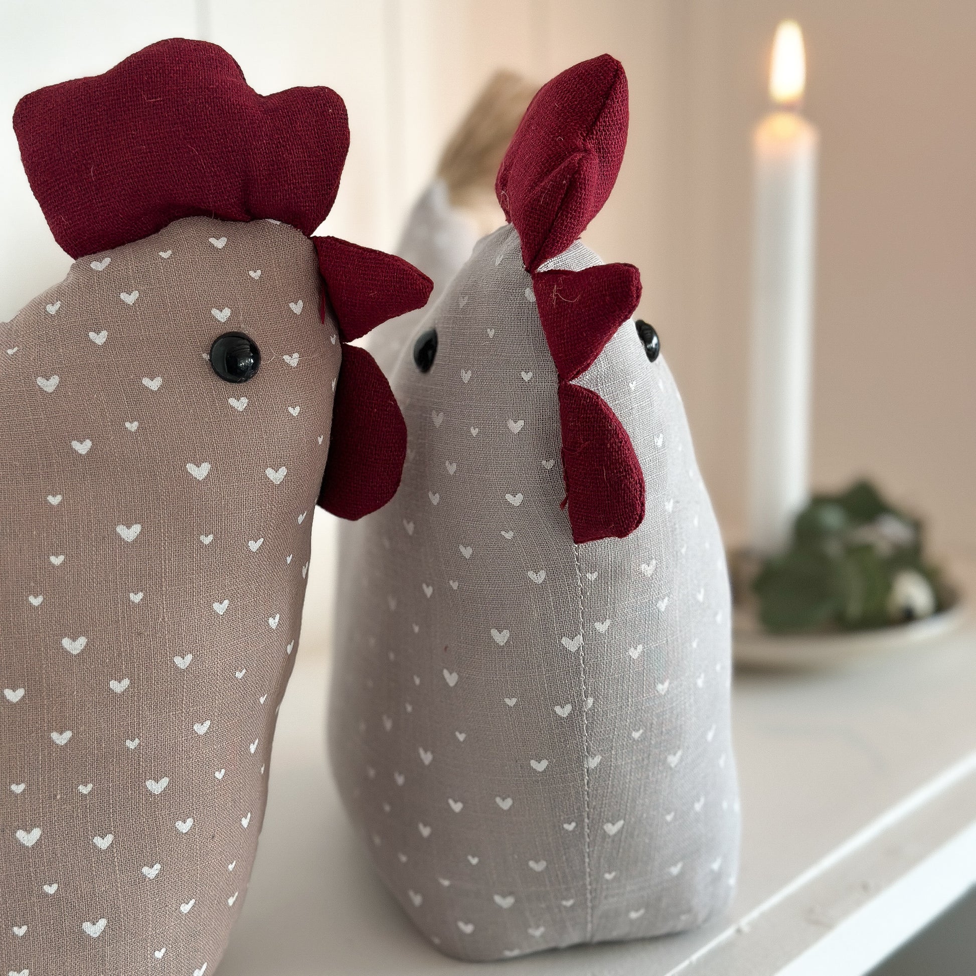 Deko Huhn Türstopper "Emma & Frieda" Textil Grau Taupe 26cm - Wohnen auf dem Land